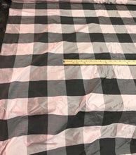 100% silk shantung plaids   Beautiful dusty rose pink & brown color     Fabric sold by the yard