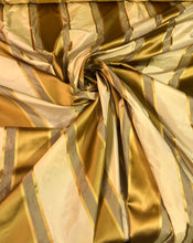 Silk satin taffeta stripe 54&quot; wide    Beautiful gold yellow cream color     Fabric sold by the yard