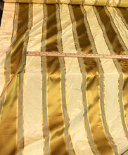 Silk satin taffeta stripe 54&quot; wide    Beautiful gold yellow cream color     Fabric sold by the yard