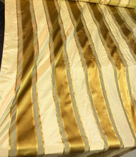 Silk satin taffeta stripe 54&quot; wide    Beautiful gold yellow cream color     Fabric sold by the yard
