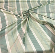 Silk taffeta stripe 54&quot; wide     Beautiful pastel greens stripe     Fabric sold by the yard