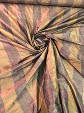 Raw silk shantung stripe 54&quot; wide   Beautiful brwon purple color     Fabric sold by the yard