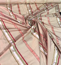 Silk shantung satin stripe 54&quot; wide     Beautiful rose pink stripe      Fabric sold by the yard