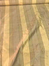 Silk shantung stripes 54&quot; wide    Beautiful gold shades     Fabric sold by the yard