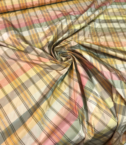 Silk taffeta plaid 54" wide    Beautiful pastel colors      Fabric sold by the yard