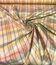 Silk taffeta plaid 54&quot; wide    Beautiful pastel colors      Fabric sold by the yard
