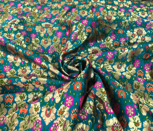 Jaquard floral brocade 44" wide   Beautiful green floral brocade fabric sold by the yard   Useable for apparel and interior decore