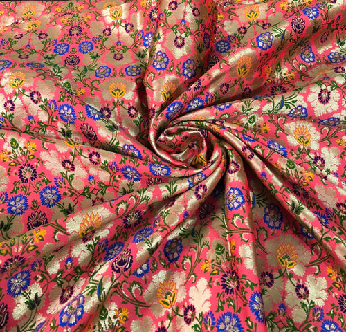 Jaquard floral brocade 44" wide   Beautiful red floral brocade fabric sold by the yard   Useable for apparel and interior decore