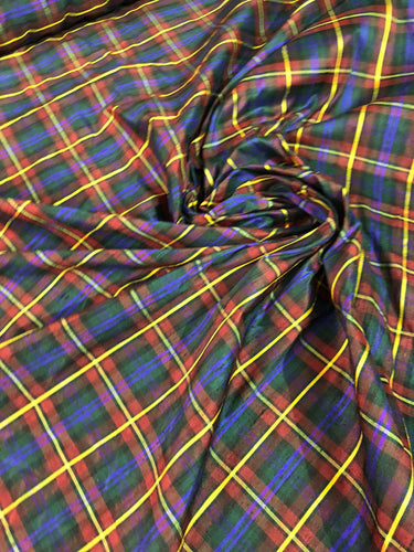 Silk dupion plaid 45" wide     Beautiful holiday colors    Fabric sold by the yard