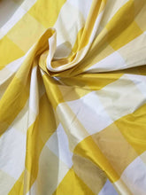 Silk shantung plaid 54&quot; wide    Beautiful yellow white       Fabric sold by the yard