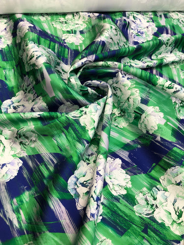 Poly Mikado/Zibelline digitally printed Fabric. 60" Wide Mikado Fabric is a unique blend makes this fabric soft & Gives Structure to  Dress.