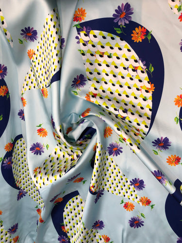 Poly Mikado/Zibelline digitally printed Fabric. 60" Wide Mikado Fabric is a unique blend makes this fabric soft & Gives Structure to  Dress.