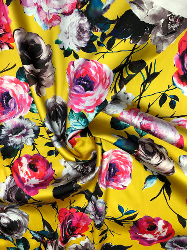 Poly Mikado/Zibelline digitally printed Fabric. 60" Wide Mikado Fabric is a unique blend makes this fabric soft & Gives Structure to  Dress.