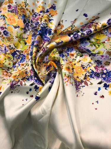 Poly Mikado/Zibelline digitally printed Fabric. 60" Wide Mikado Fabric is a unique blend makes this fabric soft & Gives Structure to  Dress.