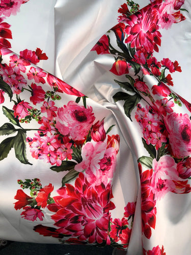 Poly Mikado/Zibelline digitally printed Fabric. 60" Wide Mikado Fabric is a unique blend makes this fabric soft & Gives Structure to  Dress.