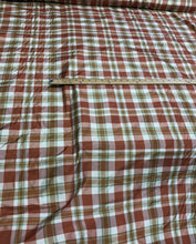 Silk taffeta plad 54&quot; wide    Beautiful copper brown white shades      Fabric sold by the yard