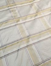 Silk taffeta satin stripes plads 54&quot; wide   Beautiful tan colors      Fabric sold by the yard