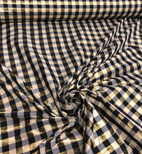 Taffeta matalic gingham check 54&quot; wide     Beautiful Black gold color    Fabric sold by the yard