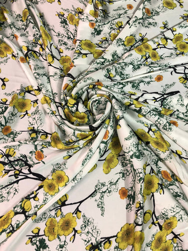 Satin charmeuse digital print 54" wide     Beautiful floral soft silky fabric,     Fabric sold by the yard