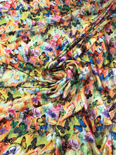 Satin charmeuse digital print 54&quot; wide        Beautiful butterfly design    Soft silky favric sold by the yard