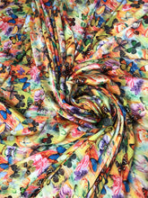 Satin charmeuse digital print 54&quot; wide        Beautiful butterfly design    Soft silky favric sold by the yard