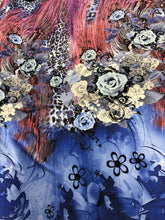 Satin charmeuse digtal print 54&quot;     Beautiful floral animal print     Soft silky fabric sold by the yard