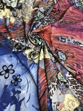 Satin charmeuse digtal print 54&quot;     Beautiful floral animal print     Soft silky fabric sold by the yard