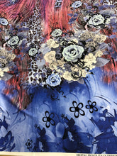 Satin charmeuse digtal print 54&quot;     Beautiful floral animal print     Soft silky fabric sold by the yard