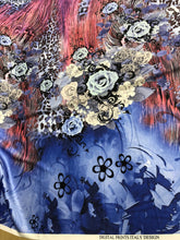 Satin charmeuse digtal print 54&quot;     Beautiful floral animal print     Soft silky fabric sold by the yard