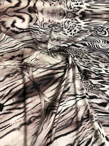 Satin charmeuse digital print 54" wide     Beautiful animal print     Soft silky fabric sold by the yard
