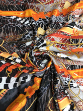 Satin charmeuse digital print 54&quot; wide     Beautiful burnt orange shades       Soft silky fabric sold by the yard