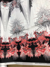 Satin charmeuse digital print 54&quot; wide      Beautiful black white red floral print    Soft silky fabric sold by the yard