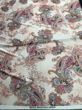 Satin charmeuse digital print 54&quot; wide      Beautiful paisley design      Soft silky fabric sold by the yard