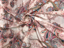 Satin charmeuse digital print 54&quot; wide      Beautiful paisley design      Soft silky fabric sold by the yard