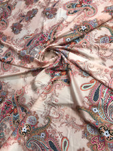 Satin charmeuse digital print 54&quot; wide      Beautiful paisley design      Soft silky fabric sold by the yard