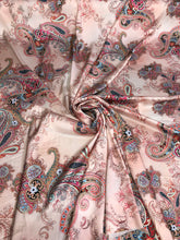 Satin charmeuse digital print 54&quot; wide      Beautiful paisley design      Soft silky fabric sold by the yard