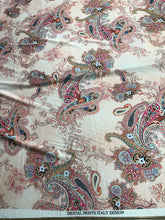 Satin charmeuse digital print 54&quot; wide      Beautiful paisley design      Soft silky fabric sold by the yard