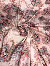Satin charmeuse digital print 54&quot; wide      Beautiful paisley design      Soft silky fabric sold by the yard