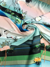 Satin charmeuse digital print 54&quot; wide     Beautiful soft silky fabric sold by the yard