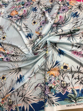 Satin charmeuse digital print 54&quot; wide      Beautiful floral design    Soft silky fabric sold by the yard