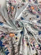 Satin charmeuse digital print 54&quot; wide      Beautiful floral design    Soft silky fabric sold by the yard