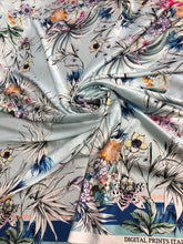 Satin charmeuse digital print 54&quot; wide      Beautiful floral design    Soft silky fabric sold by the yard