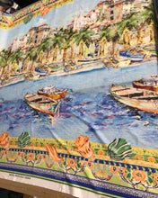 Satin charmeuse digital print 54&quot; wide       Beautiful lanscape design      Soft silky fabric sold by the yard