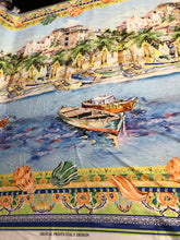 Satin charmeuse digital print 54&quot; wide       Beautiful lanscape design      Soft silky fabric sold by the yard