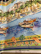 Satin charmeuse digital print 54&quot; wide       Beautiful lanscape design      Soft silky fabric sold by the yard