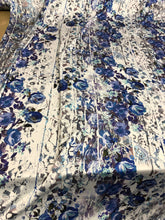 Satin charmeuse digital print 54&quot; wide     Beautiful blue shades floral print     Soft silky fabric sold by the yard