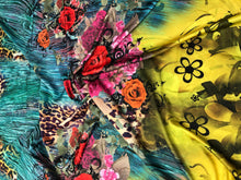 Satin charmeuse digital print 54&quot; wide   Beautiful floral animal print     Soft silky fabric sold by the yard