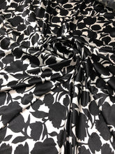 Satin charmeuse print 54&quot; wide    Beautiful black and white floral design     Fabric sold by the yard