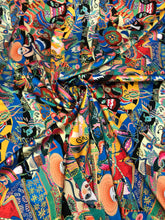 Satin charmeuse print 54&quot; wide    Beautiful bright colors    Soft silky fabric sold by the yard