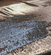 Sequence reversable gold with shinny silver mermaid sequence 54&quot; wide    Fabric sold by the yard